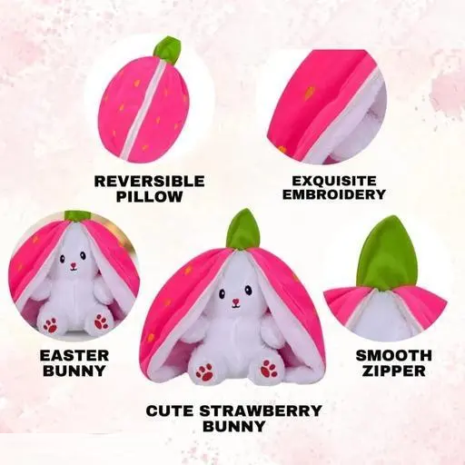 Hot Selling Reversable Cute Plush Big Ears Bunny Premium Quality - 35 cm (Multicolor) (T114)
