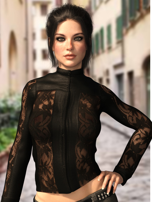 X-Fashion Leather & Lace Jacket for Genesis 8 Female(s)