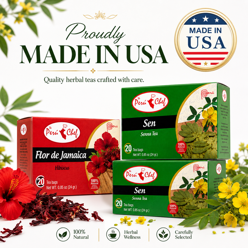 Senna and Hibiscus Tea products proudly made in USA