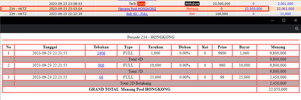 Bukti JP togel hari ini