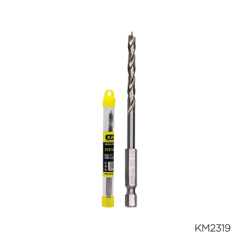 BROCA PARA MADERA HSS CON VASTAGO HEX 1/4" X 3/16" KAMASA