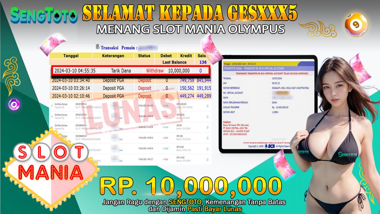 BUKTI PEMBAYARAN SLOT MANIA OLYMPUS
