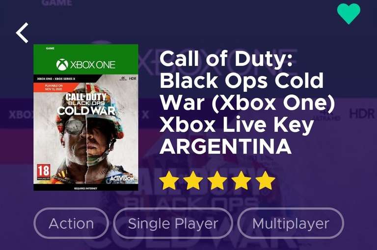 Eneba: Call Of Duty Cold War para Xbox (VPN Argentina) 
