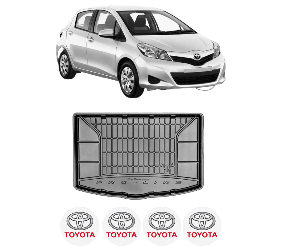 Tavita Portbagaj TOYOTA YARIS (_P13_) din 2010-2020, Protectie Portbagaj Auto, 4x Stickere auto cu TOYOTA
