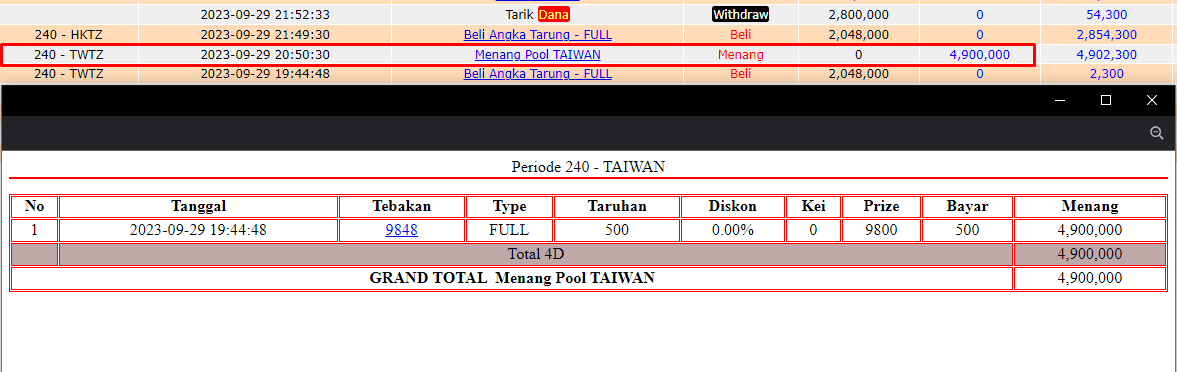 Bukti JP togel hari ini