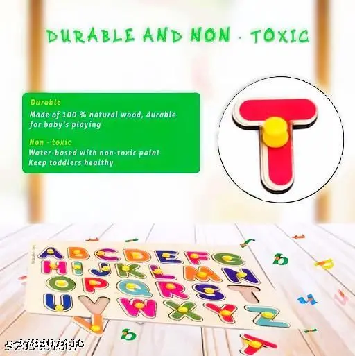 Woodzle Tray Game Magazine book Eduen Educational Creative learning A To Z English Alphabets Board Puzzle Baby learning toy Alphabet Pegs Puzcational Board Alphabet (Capital Letters) Puzzles Toys for Children Learning Toys Board Game Color 1 (T109)