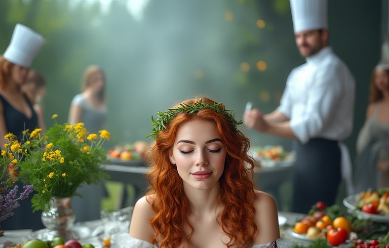 B Garden wedding wom sleep begin Redhair 0 01