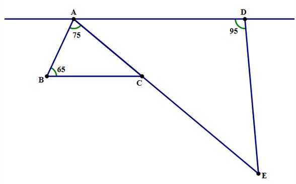 two triangles on a line