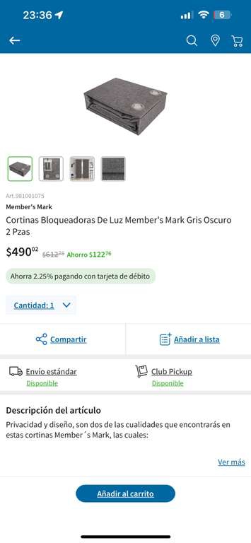 Sam's Club: CORTINA BLOQUEADORA MEMBERS MARKS ( 2 paneles) 
