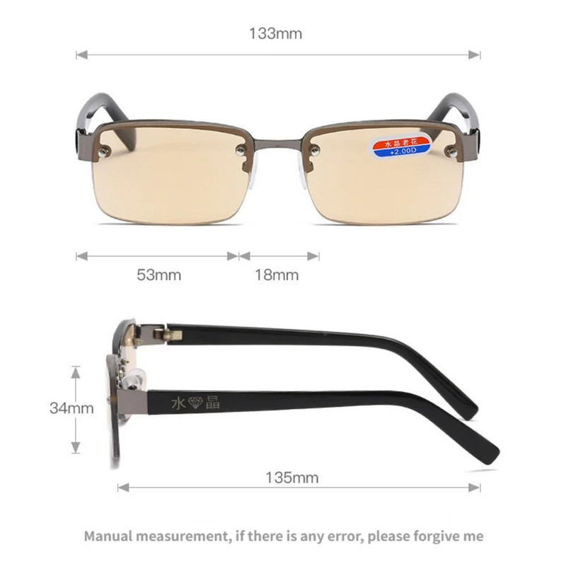 Anti-Blue Light Readers Men's Half-Frame Reading Glasses Presbyopia Glasses Fashion Reading Glasses Natural Stone