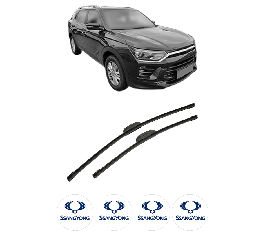 Set stergatoare auto SSANGYONG KORANDO (C300) din 2021-2023, pentru parbriz auto, 2 bucati, Bosch Aerotwin Retrofit, din cauciuc siliconat rezistent, 4 Stickere Auto SSANGYONG
