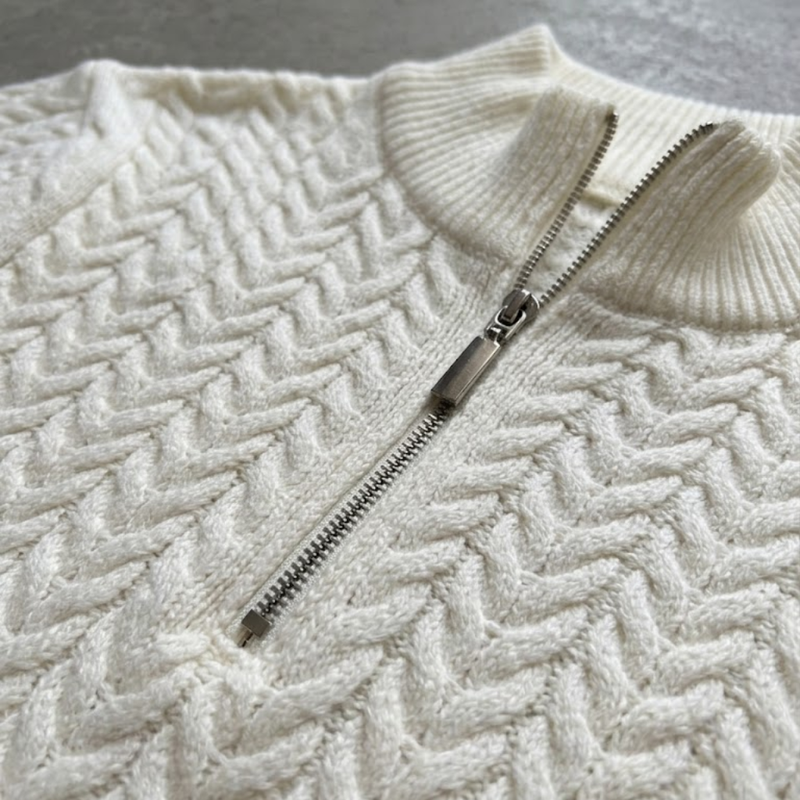 Su&eacute;ter Half-Zip Blanco Moss