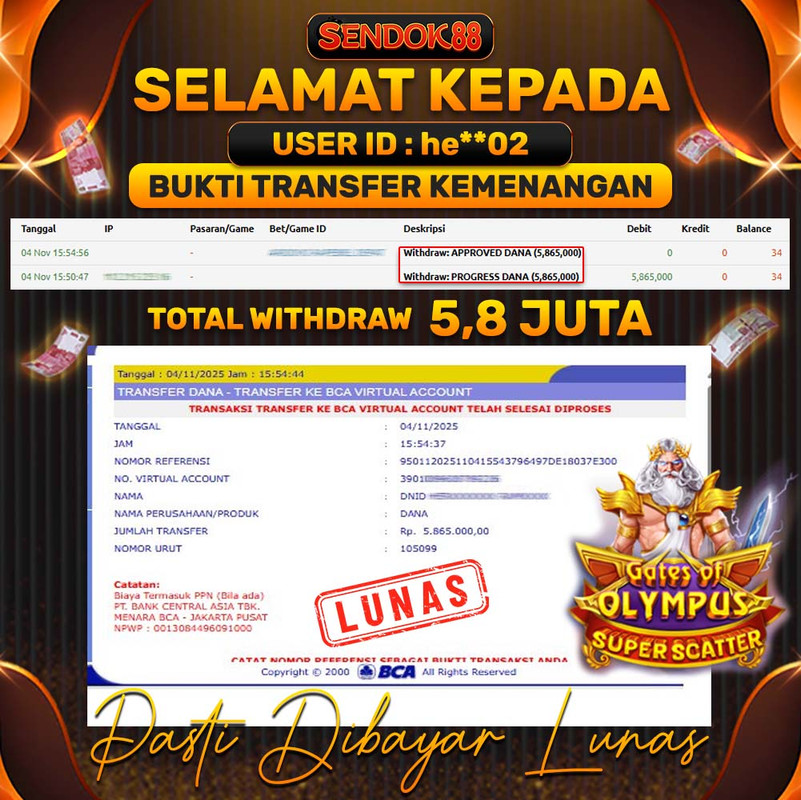 SENDOK88 JEPE! GATES OF OLYMPUS SUPER SCATTER Rp 5.865.000,- LUNAS!