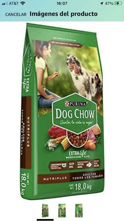 Amazon: Purina Dog Chow sin Colorantes con Extralife Cachorros Todos Los Tamaños 18Kg