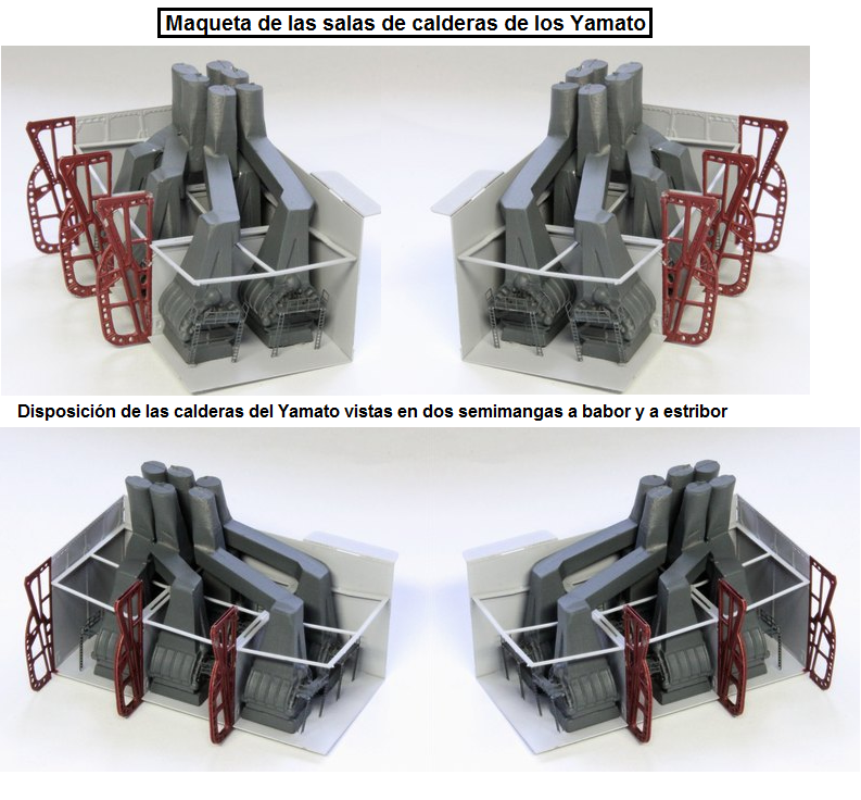Tecnología Yamato y Musashi Maqueta-de-las-calderas-de-los-Yamato