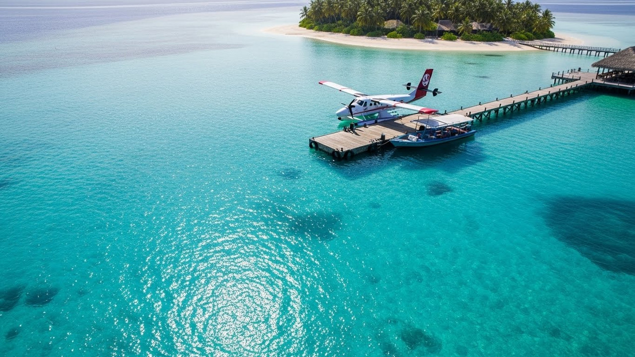 Pôr do sol laranja-rosa nas Maldivas
