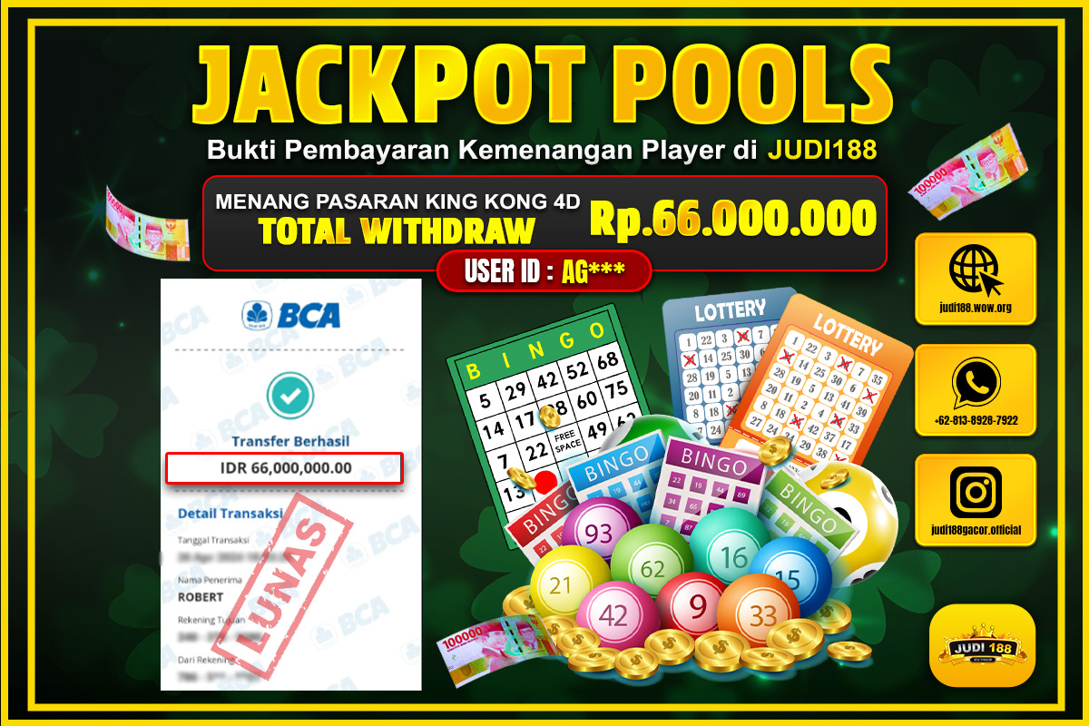 JUDI188 JACKPOT TOGEL PASARAN KING KONG 4D Rp.66.000.000,- SUDAH DIBAYARKAN!