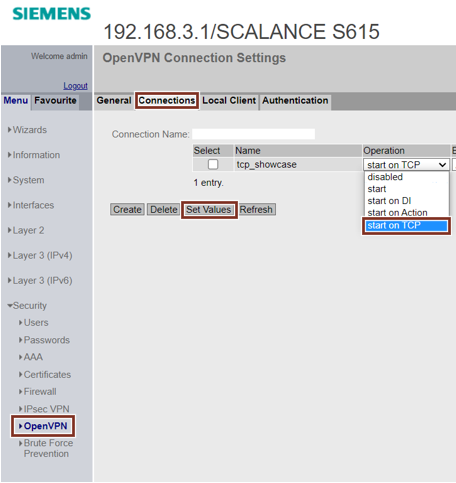 VPN connection on a SCALANCE M800 / S615 via TCP VPN connection on a SCALANCE M800 / S615 via TCP