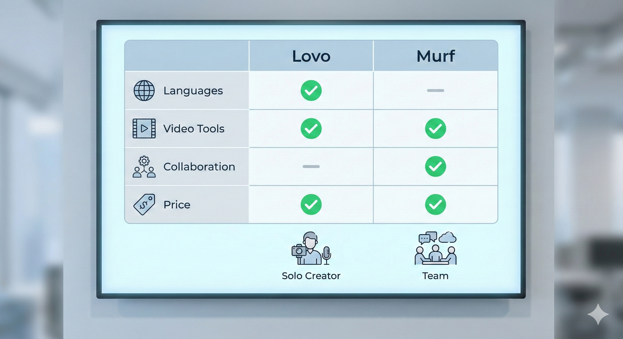 Lovo vs Murf decision matrix for creators vs teams