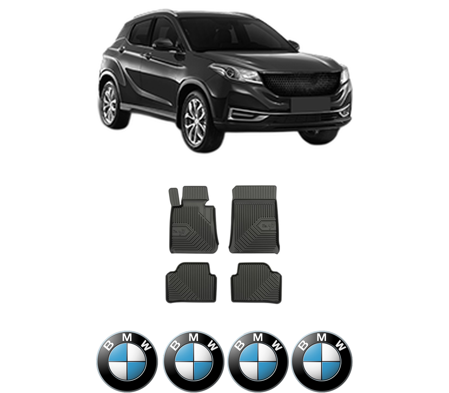 Set covorase presuri BMW Seria 3 din 1997-2022, auto, din cauciuc thermoplastic, 4 Stickere auto cu BMW Seria