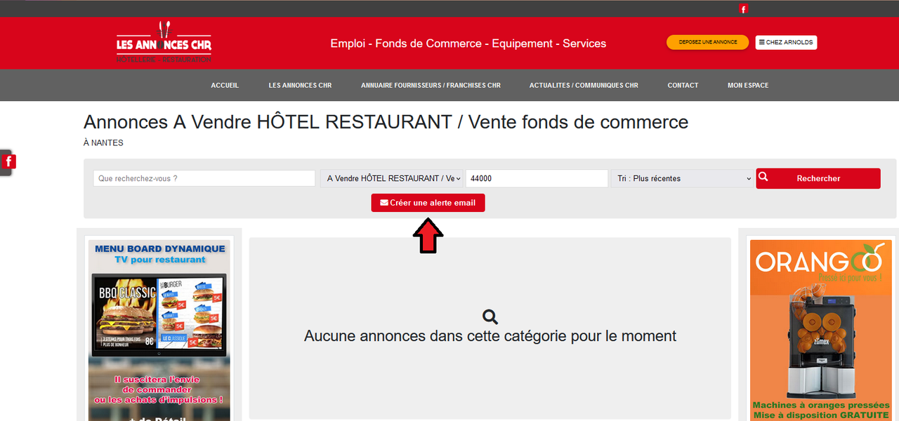 Alerte mail annonces restauration hotellerie