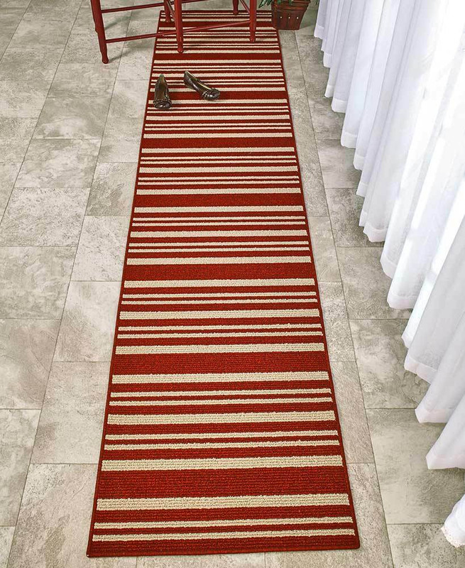 EXTRA LONG NONSLIP STRIPED FLOOR RUNNER RUG CARPET 7 COLORS 4 SIZES 60