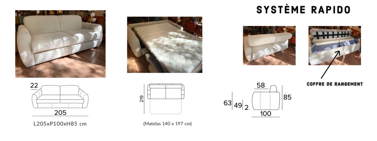 Dimensions du canapé convertible Soleado Vitarelax
