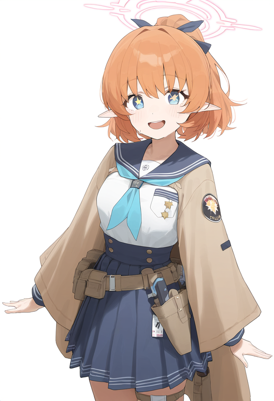 1girl, younger, blue archive, healthyman, orange hair, short hair, short ponytai s-2100880139