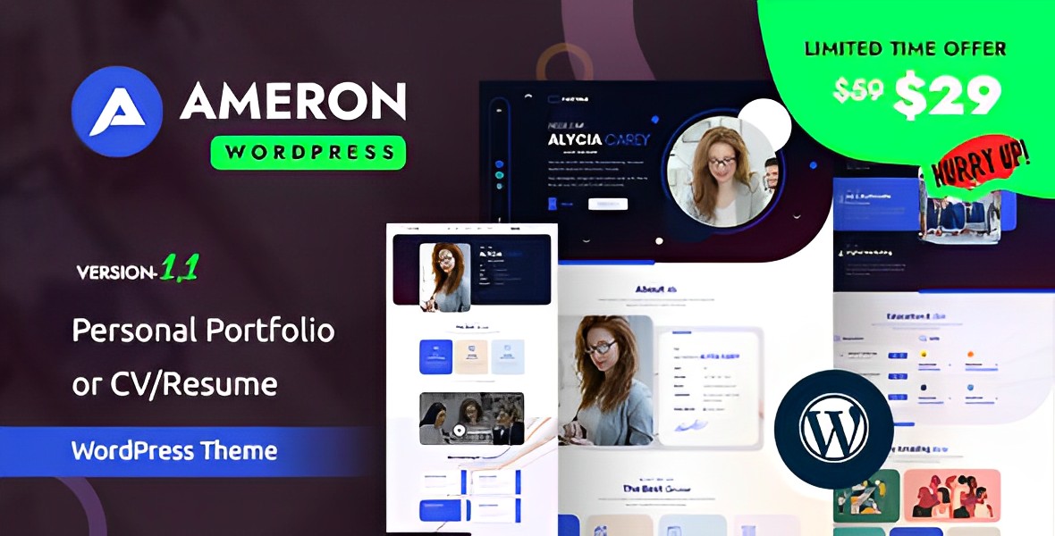 Ameron – Personal Portfolio or CV-Resume WordPress Theme