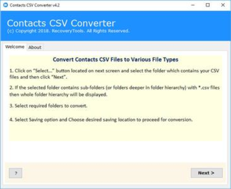 RecoveryTools Contacts CSV Converter 4.3 RecoveryTools Contacts CSV Converter 4.3