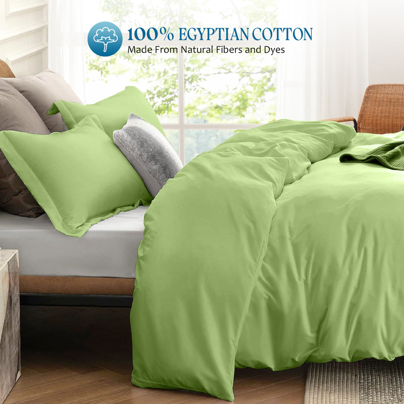 Picture of 1000 TC 100% Egyptian Cotton Duvet set Zipper Closur Ultra Soft Durable and Fade Resistant Color Sage Solid size Full