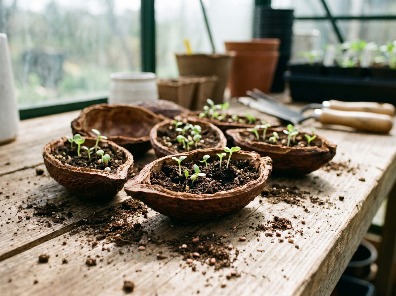 Upcycled Cocoa-Shell Seed Starters