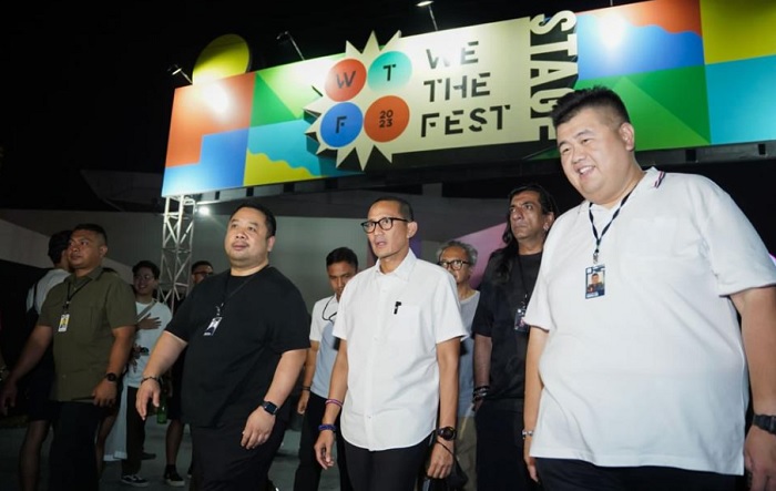 Sandiaga Uno saat hadir di acara We The Fest 2023, Jumat (21/7/2023) malam di GBK Sports Complex, Senayan, Jakarta.