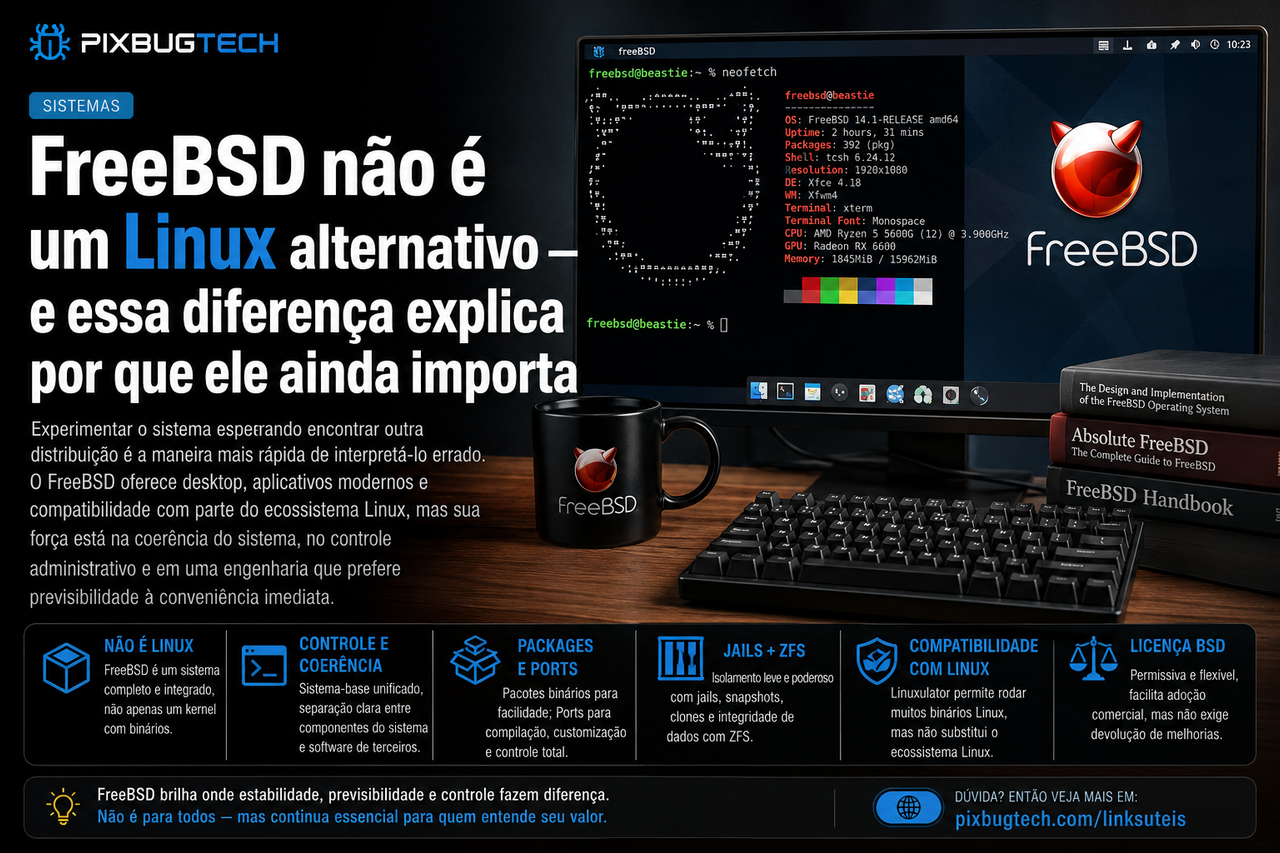 FreeBSD não é um Linux alternativo e essa diferença explica por que ele ainda importa