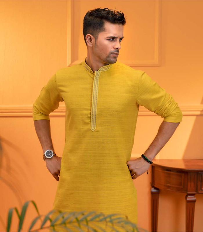 Men’s Exclusive Punjabi with Embroidered Placket color: (16.6.22 Multi Print)