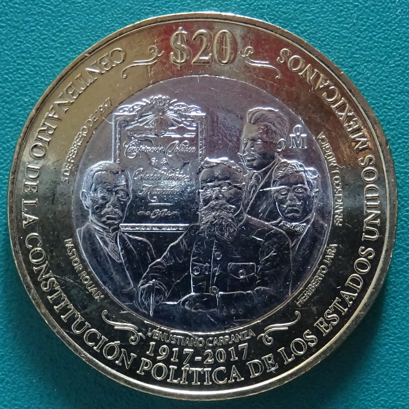 20 Pesos. México (2017) Centenario de la Constitución. MEX-20-Pesos-2017-Centenario-de-la-Constituci-n-rev