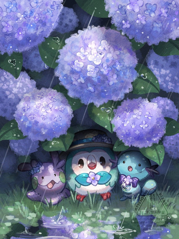 rowlet-goomy-and-wooper-pokemon-drawn-by