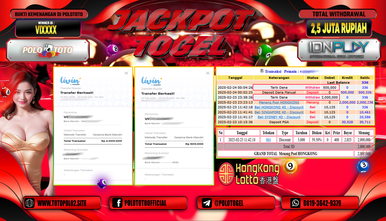 POLOTOTO JACKPOT TOGEL PASARAN HONGKONG Rp.2.500.000,- LUNAS