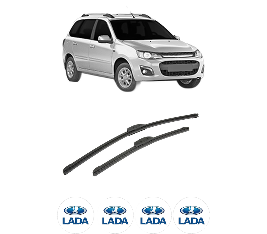 Set stergatoare auto LADA KALINA II Estate (2194_) din 2013-2018, pentru parbriz auto, 2 bucati, Bosch Aerotwin Retrofit, din cauciuc siliconat rezistent, 4 Stickere Auto LADA