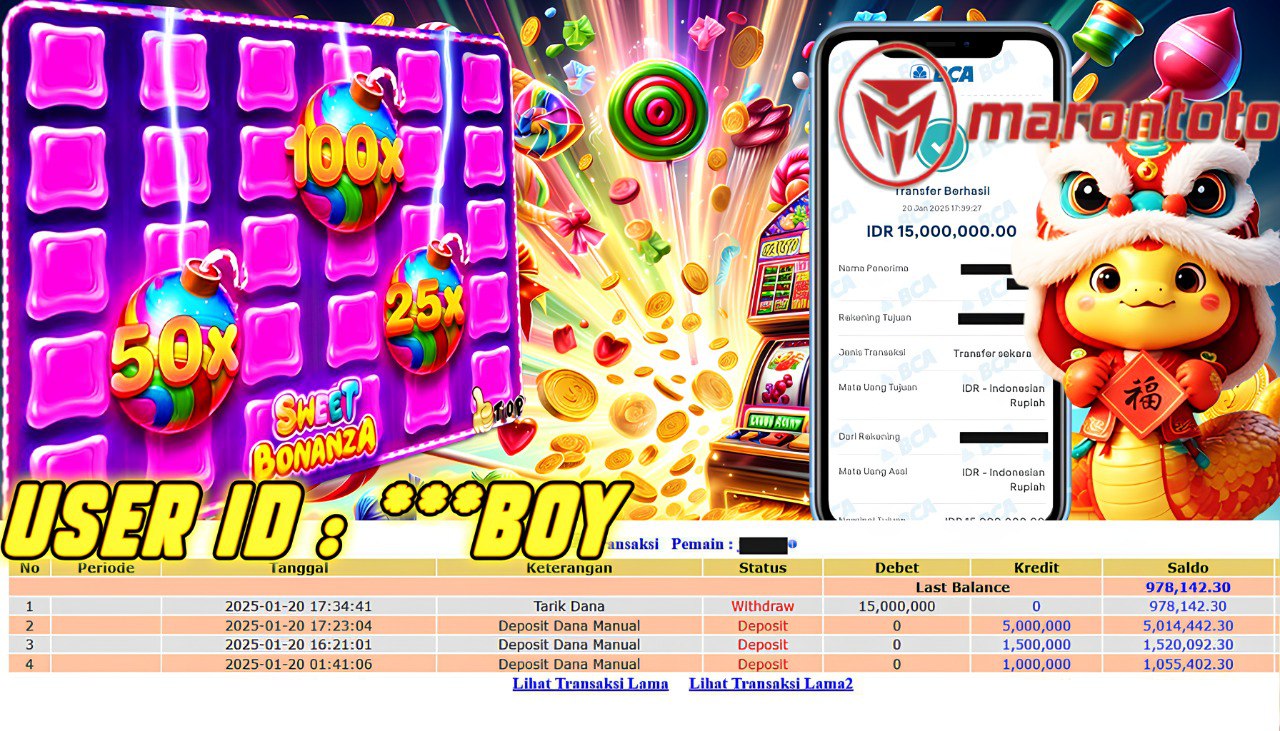 Bukti Kemenangan Member Marontoto Sebesar 15 JUTA