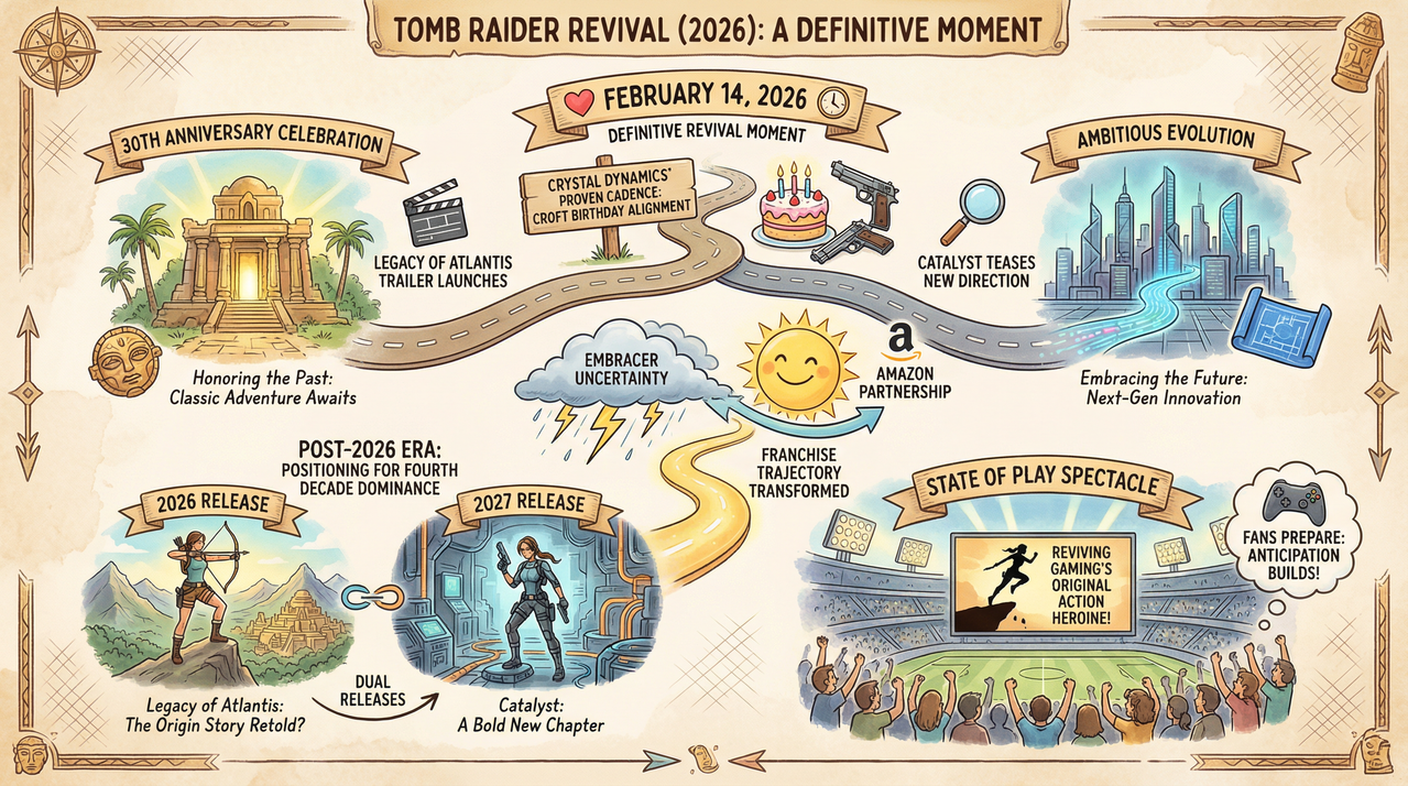 Archaeologist exploring ancient ruins adventure game trailer concept