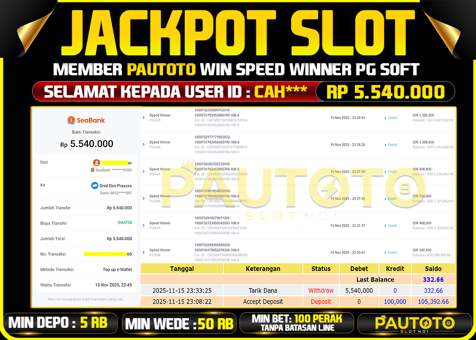 BUKTI JACKPOT LUNAS PAUTOTO