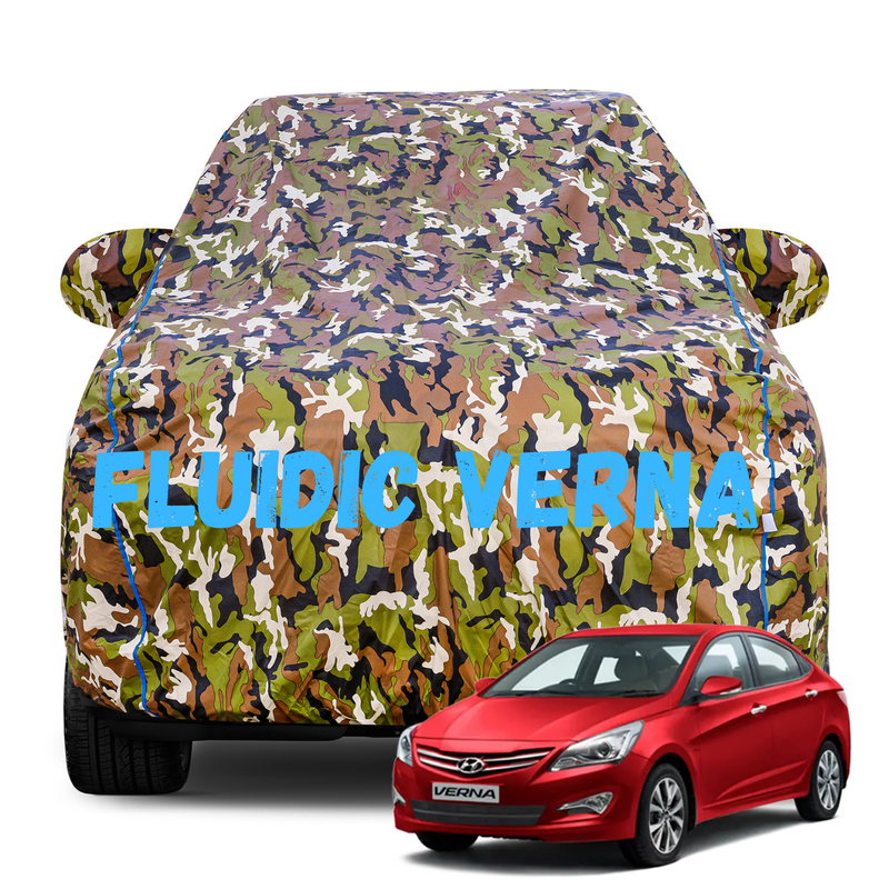 Fluidic Verna Army Car Cover