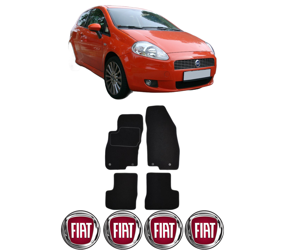 Set Covorase Presuri FIAT PUNTO (199_) din 2012-2018, Auto, Material Textil Mocheta, 4 Stickere auto cu FIAT
