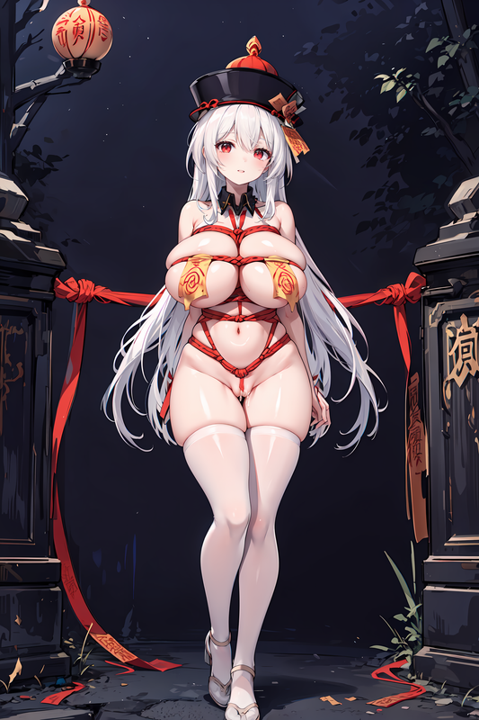 05044-2130045375-1girl,mature female,solo,huge breasts,sagging breasts,_jiangshi, no bra, cleavage, 