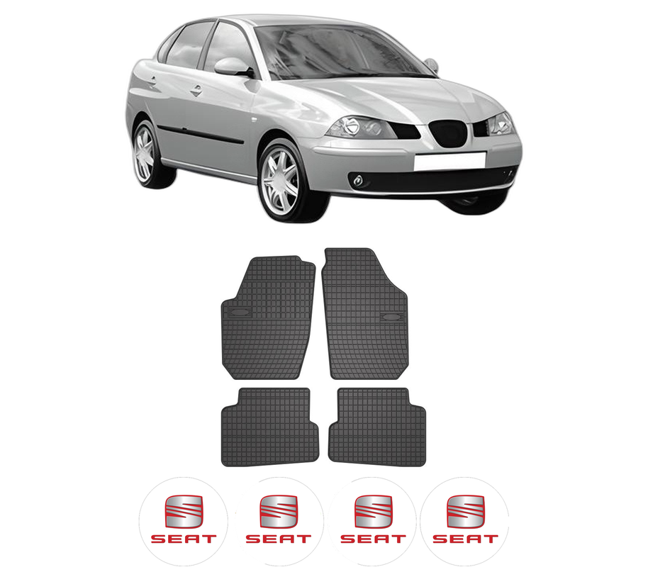 Set covorase presuri SEAT CORDOBA (6L2) din 2002-2009, auto, din cauciuc thermoplastic, 4 Stickere auto cu SEAT