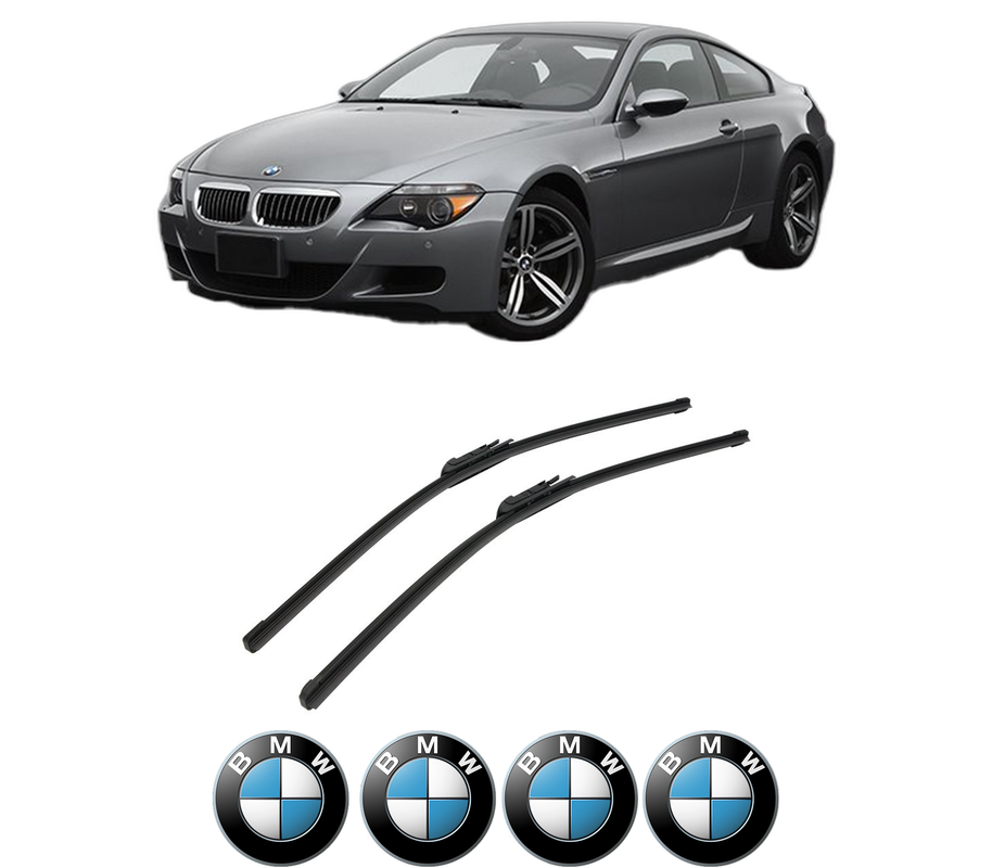 Set stergatoare auto BMW Seria 6 (E63) din 2003-2010, pentru parbriz auto, 2 bucati, Bosch Aerotwin, din cauciuc siliconat rezistent, 4 Stickere Auto BMW Seria