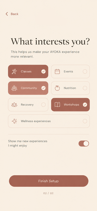 AYOKA preferences screen two