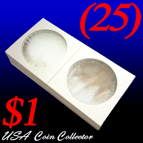 Large Dollar Size 2x2 Mylar Cardboard Coin Flips for Storage$1 Holder 50