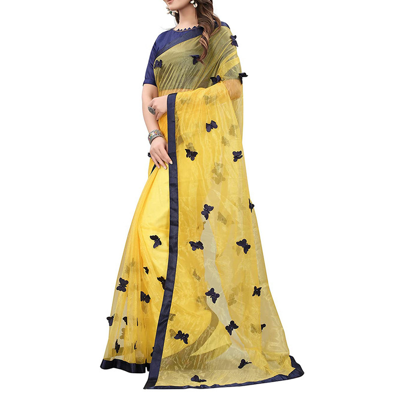 Women's Embroidered Fashionable Butterfly Pattern Saree Top Bolywood Readywear - Picture 30 of 33